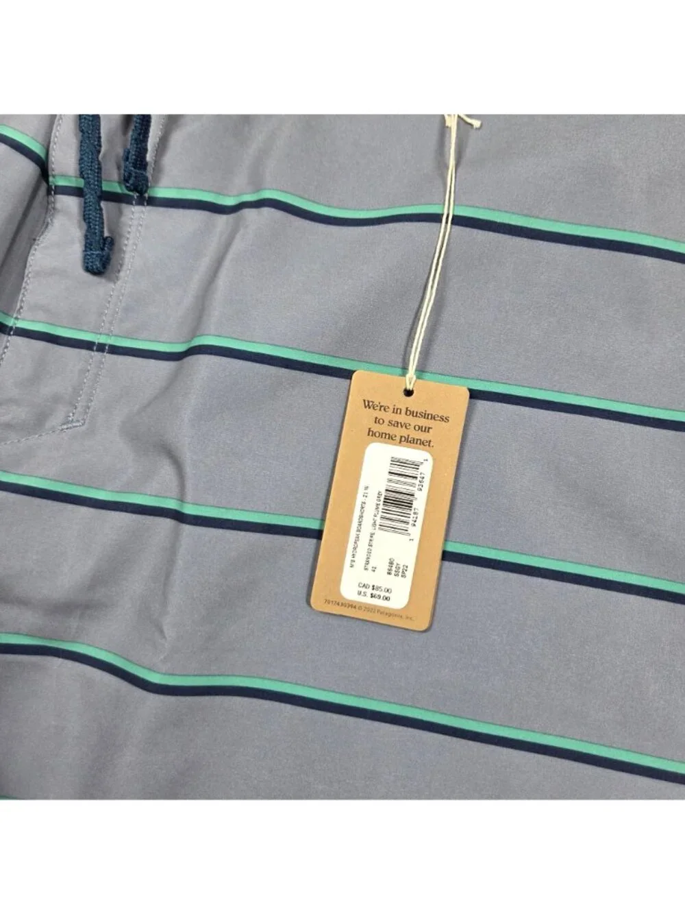 Patagonia Mens 42 Blue Gray Stripe Hydropeak Boardshorts 21